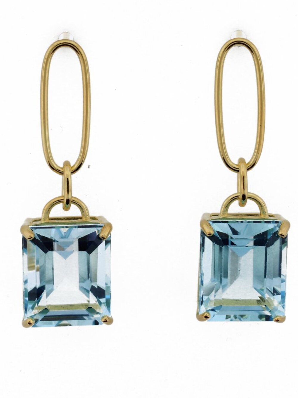Meredith Leigh Designs Gold Sterling Silver Sky Blue Topaz Earrings 15.33 CTW